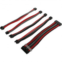 Комплект кабелей-удлинителей 1STPLAYER для блока питания, 1x24-pin ATX, 1xP8(4+4)pin EPS, 2xP8(6+2)pin PCI-E, 2xP6-pin PCI-E / premium nylon / 350mm / BLACK & RED & GRAY (BRG-001)