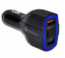 АЗУ ORIENT сила тока 3.5 A, 2x USB, 1x USB Type-C, быстрая зарядка (QC-12V3B)