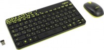 Клавиатура + мышь LOGITECH беспроводные, радиоканал, 1000 dpi, USB, Wireless Combo MK240 Nano Black/Yellow, жёлтый, чёрный (920-008213)