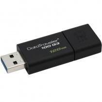Флеш диск KINGSTON 128 Гб, USB 3.0, выдвижной разъем, DataTraveler 100 G3 Black (DT100G3/128GB)