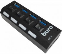 USB хаб BURO USB 3.0 4порт. черный (BU-HUB4-U3.0-L)