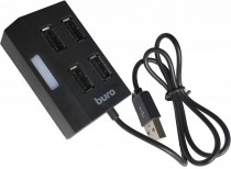 USB хаб BURO USB 2.0 4порт. черный (BU-HUB4-U2.0)