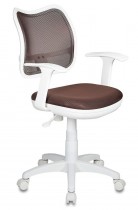 Кресло БЮРОКРАТ детское спинка сетка коричневый сиденье коричневый TW-14C (пластик белый) (CH-W797/BR/TW-14C)