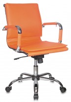 Кресло БЮРОКРАТ руководителя низкая спинка оранжевый искусственная кожа крестовина хромированная (CH-993-LOW/ORANGE)