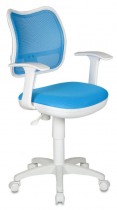 Кресло БЮРОКРАТ детское спинка сетка голубой сиденье голубой TW-55 (пластик белый) (CH-W797/LB/TW-55)