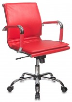Кресло БЮРОКРАТ руководителя низкая спинка красный искусственная кожа крестовина хром (CH-993-LOW/RED)