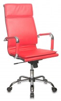 Кресло БЮРОКРАТ руководителя красный искусственная кожа крестовина хром (CH-993/RED)