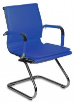 Кресло БЮРОКРАТ низкая спинка синий искусственная кожа полозья хром (CH-993-LOW-V/BLUE)