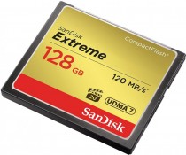 Карта памяти SANDISK 128 Гб, Compact Flash, чтение: 120 Мб/с, запись: 85 Мб/с, Extreme (SDCFXSB-128G-G46)