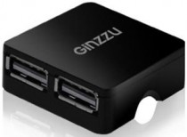 USB Хаб GINZZU USB2.0, 4xPort, пластик, черный (GR-414UB)