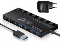 USB хаб GINZZU USB 3.0 (7 портов (4+3), БП) (GR-388UAB)