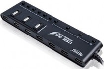 USB хаб GINZZU USB 3.0 (10 портов (4xUSB 3.0 + 6xUSB 2.0), кнопки выключения портов, Black) (GR-380UAB)