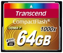 Карта памяти TRANSCEND 64 Гб, Compact Flash, чтение: 160 Мб/с, запись: 120 Мб/с, 1000 x (TS64GCF1000)