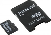 Карта памяти TRANSCEND 64 Гб, microSDXC, чтение: 45 Мб/с, 300 x, адаптер на SD (TS64GUSDXC10)