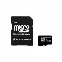 Карта памяти SILICON POWER 16 Гб, microSDHC, адаптер на SD (SP016GBSTH010V10-SP)