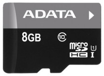 Карта памяти ADATA 8GB Premier Micro SDНС/UHS-I CL10 (40/15 MB/s) +адаптер SD (AUSDH8GUICL10-RA1)