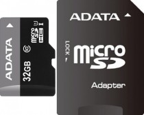 Карта памяти ADATA 32 Гб, microSDHC, адаптер на SD (AUSDH32GUICL10-RA1)