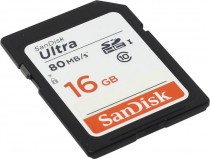 Карта памяти SANDISK 16 Гб, SDHC, Secure Digital HC, чтение: 80 Мб/с, 533 x, Ultra (SDSDUNC-016G-GN6IN)