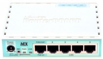 Маршрутизатор MIKROTIK Wi-Fi роутер, 4 порта Ethernet 1 Гбит/с, поддержка PoE/PoE+, USB-порт, 16 МБ встроенная память, 256 МБ RAM, Firewall, hEX (RouterOS L4) (RB750Gr3)