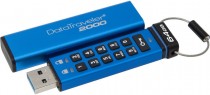 Флеш диск KINGSTON 64 Гб, USB 3.1, аппаратное шифрование, защита паролем, водонепроницаемый корпус, DataTraveler 2000 Blue (DT2000/64GB)