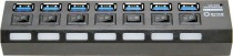 USB хаб 5BITES 7 x USB3.0, внешний блок питания, индивидуальные переключатели питания с индикацией, Черный (HB37-303PBK)