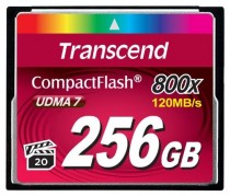 Карта памяти TRANSCEND 256 Гб, Compact Flash, чтение: 120 Мб/с, запись: 60 Мб/с, 800 x (TS256GCF800)