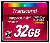 Карта памяти TRANSCEND 32 Гб, Compact Flash, чтение: 120 Мб/с, запись: 40 Мб/с, 800 x (TS32GCF800)