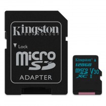 Карта памяти KINGSTON 128 Гб, microSDXC, чтение: 90 Мб/с, запись: 45 Мб/с, адаптер на SD, Canvas Go! (SDCG2/128GB)