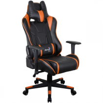 Кресло AEROCOOL AC220 AIR-BO, черно-оранжевое, с перфорацией, до 150 кг, размер, см (ШхГхВ) : 66х63х125/133. (4713105968408)