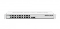 Коммутатор MIKROTIK управляемый, уровень 2, 24 порта Ethernet 1 Гбит/с, 2 uplink/стек/SFP (до 10 Гбит/с), поддержка PoE/PoE+, установка в стойку, (CSS326-24G-2S+RM)