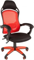 Кресло CHAIRMAN текстиль, до 120 кг, материал крестовины: пластик, механизм качания, спинка из сетки, цвет: красный, чёрный, Game 12 Black/Red, 00-0 (7016632)