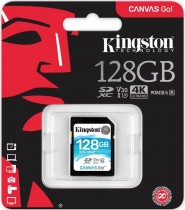 Карта памяти KINGSTON 128 Гб, SDXC, Secure Digital XC, чтение: 90 Мб/с, запись: 45 Мб/с, V30 (SDG/128GB)