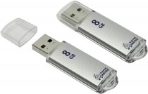 Флеш диск SMARTBUY 8 Гб, USB 2.0, V-Cut Silver (SB8GBVC-S)