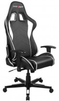 Кресло DXRACER искусственная кожа, до 120 кг, материал крестовины: металл, механизм качания, поясничный упор, цвет: белый, чёрный, Formula (OH/FE08/NW)