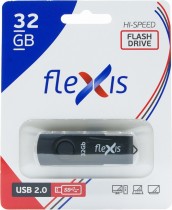 Флеш диск FLEXIS 32 Гб, USB 2.0, RB-102, черный (FUB20032RB-102)