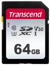 Карта памяти TRANSCEND 64 Гб, SDXC, Secure Digital XC, чтение: 95 Мб/с, запись: 45 Мб/с, V30 (TS64GSDC300S)