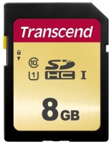 Карта памяти TRANSCEND 8 Гб, SDHC, Secure Digital HC, чтение: 95 Мб/с, запись: 60 Мб/с (TS8GSDC500S)