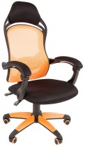 Кресло CHAIRMAN текстиль, до 120 кг, материал крестовины: пластик, механизм качания, спинка из сетки, цвет: оранжевый, чёрный, Game 12 Black/Orange, 00-0 (7016631)