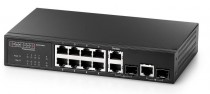 Коммутатор EDGE-CORE управляемый, 8 портов Ethernet 100 Мбит/с, 2 uplink/стек/SFP (до 1 Гбит/с), установка в стойку (ES3510MA)