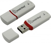 Флеш диск SMARTBUY 8 Гб, USB 2.0, Crown White (SB8GBCRW-W)