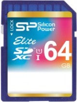 Карта памяти SILICON POWER 64 Гб, SDXC, Secure Digital XC, чтение: 50 Мб/с, запись: 15 Мб/с, Elite (SP064GBSDXAU1V10)