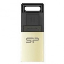 Флеш диск SILICON POWER 16 Гб, USB 2.0/microUSB, Mobile X10 Gold (SP016GBUF2X10V1C)