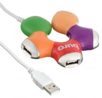 USB хаб BURO USB 2.0 4порт. разноцветный (BU-HUB4-0.5-U2.0-FLOWER)