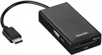 USB хаб HAMA USB-C 3порт. черный (00054144)