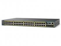Коммутатор CISCO управляемый, уровень 3, 48 портов Ethernet 1 Гбит/с, 4 uplink/стек/SFP (до 1 Гбит/с), установка в стойку, USB-порт, 128 МБ встроенная память, 512 МБ RAM (WS-C2960RX-48TS-L)