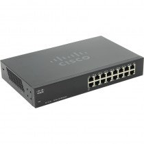 Коммутатор CISCO неуправляемый, 16 портов Ethernet 100 Мбит/с, установка в стойку, 128 МБ встроенная память, 128 МБ RAM (SF110-16-EU)