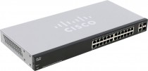 Коммутатор CISCO управляемый, уровень 2, 24 порта Ethernet 100 Мбит/с, 2 uplink/стек/SFP (до 1 Гбит/с), установка в стойку (SF220-24-K9-EU)