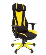 Кресло CHAIRMAN текстиль, до 120 кг, материал крестовины: пластик, механизм качания, поясничный упор, цвет: жёлтый, чёрный, Game 14 Black/Yellow, 00-0 (7022221)